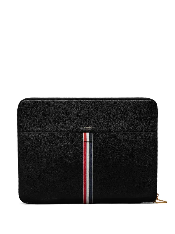 Thom Browne Pebble-grain Zip-around Folio in Black