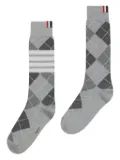 Thom Browne check-pattern socks - Grey
