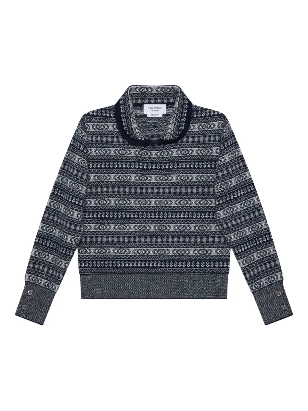 Thom Browne Kids fairisle round-collar pullover | Grey | Image 1
