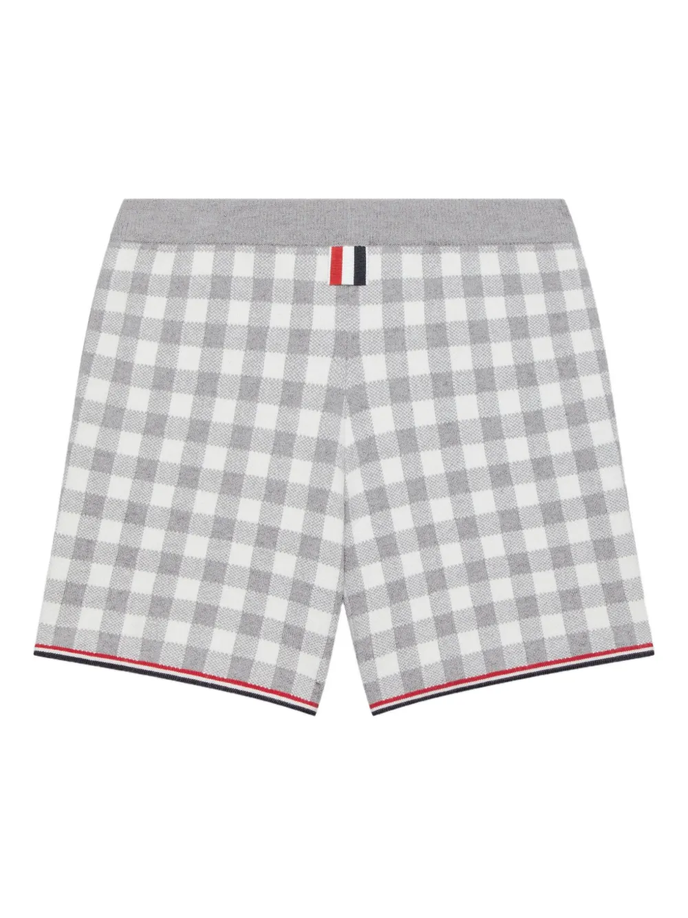 Thom Browne Gingham Split-hem Shorts In Gray