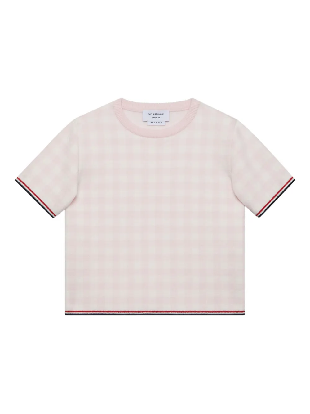 Thom Browne Kids Trui met gingham ruit en korte mouwen Roze