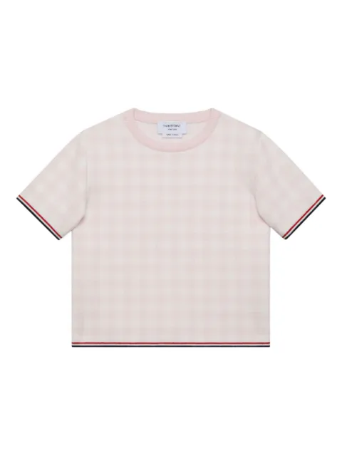 Thom Browne Kids gingham-pattern short-sleeve sweater