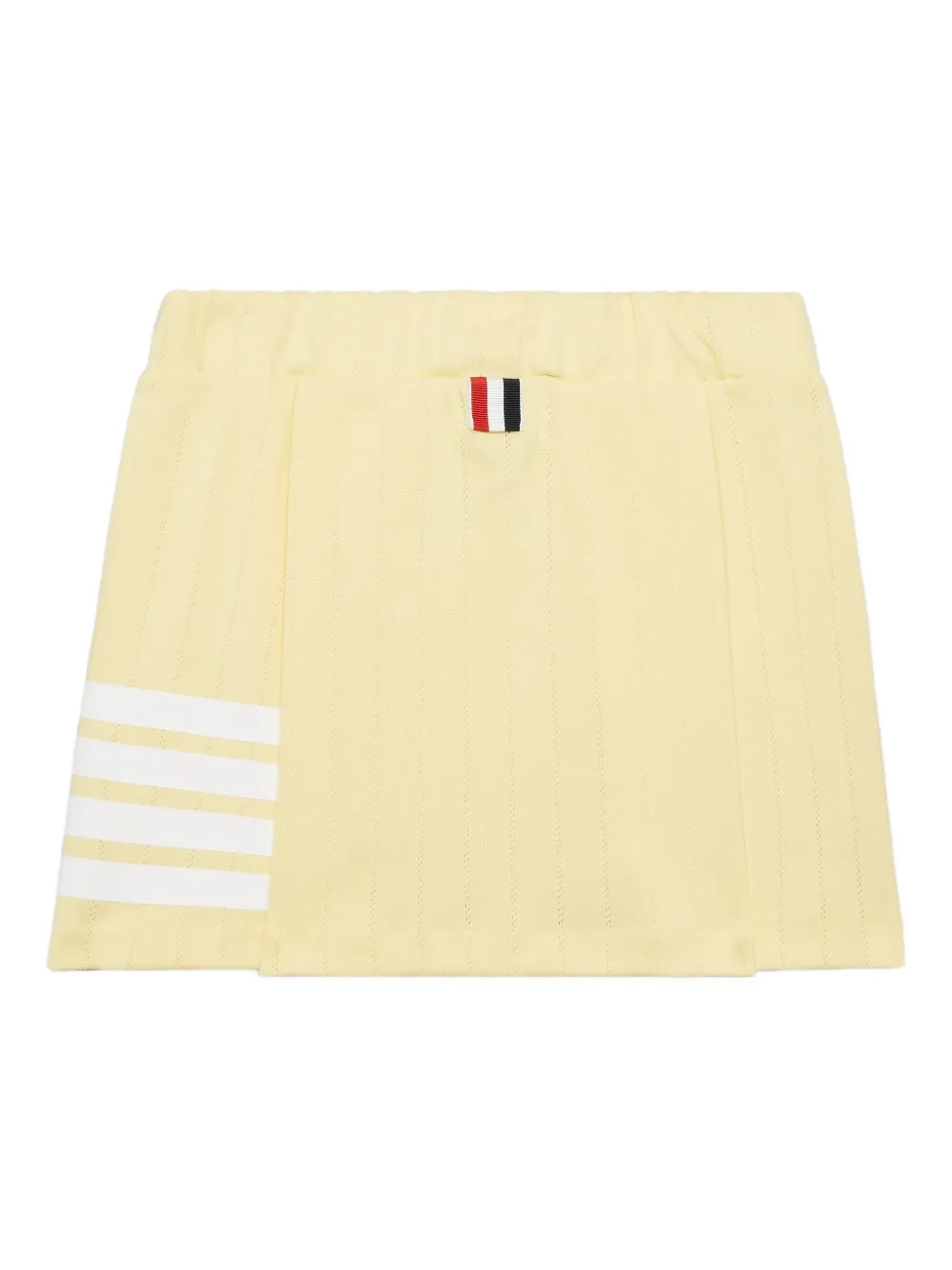 Thom Browne Pleated Pointelle Mini Skirt In Yellow