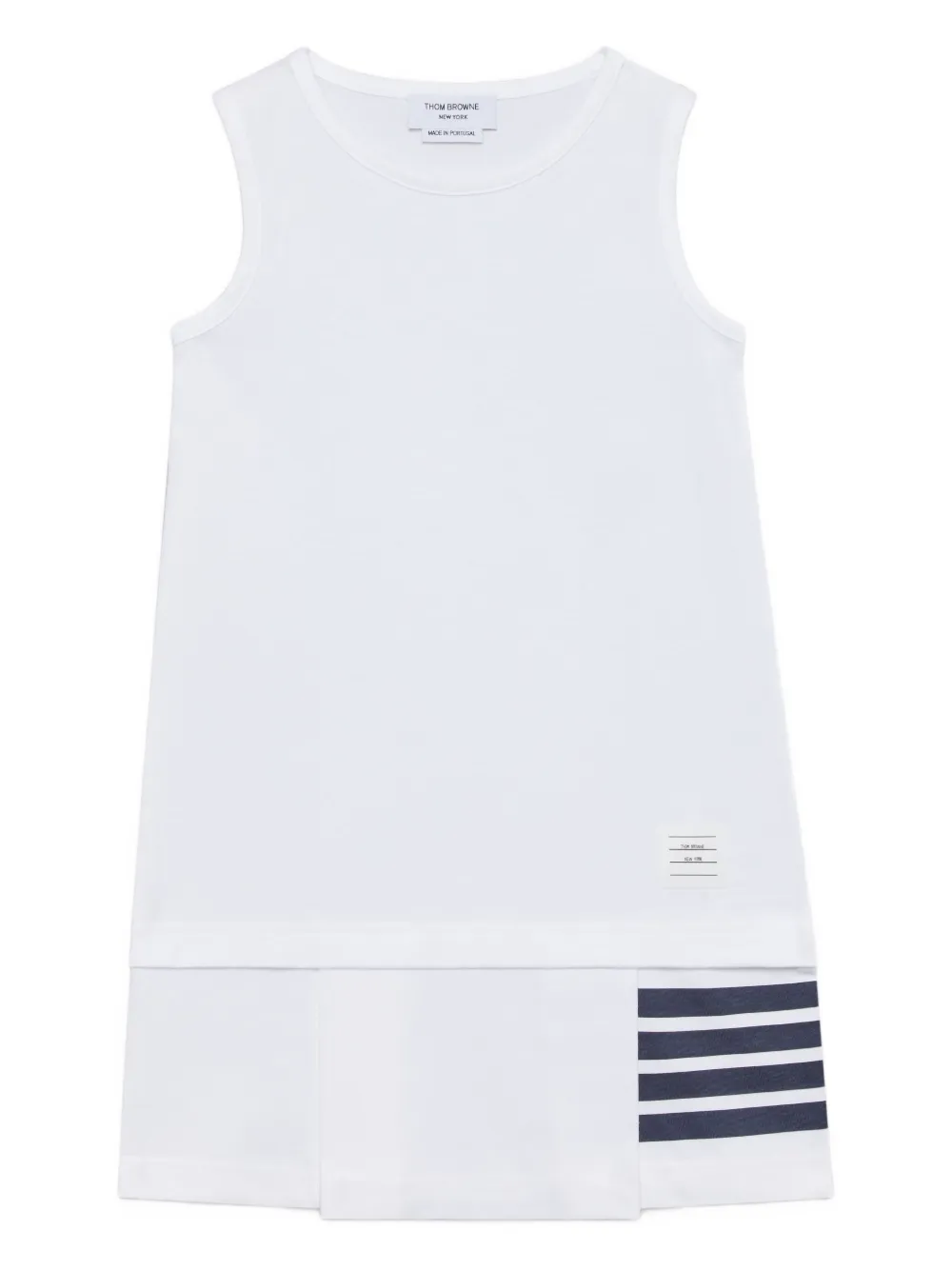 Thom Browne Kids 4-Bar gestreepte jurk met vlak Wit