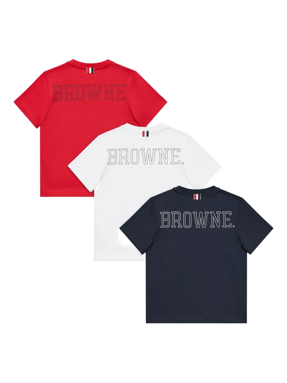 Thom Browne Kids Drie katoenen T-shirts met print Rood