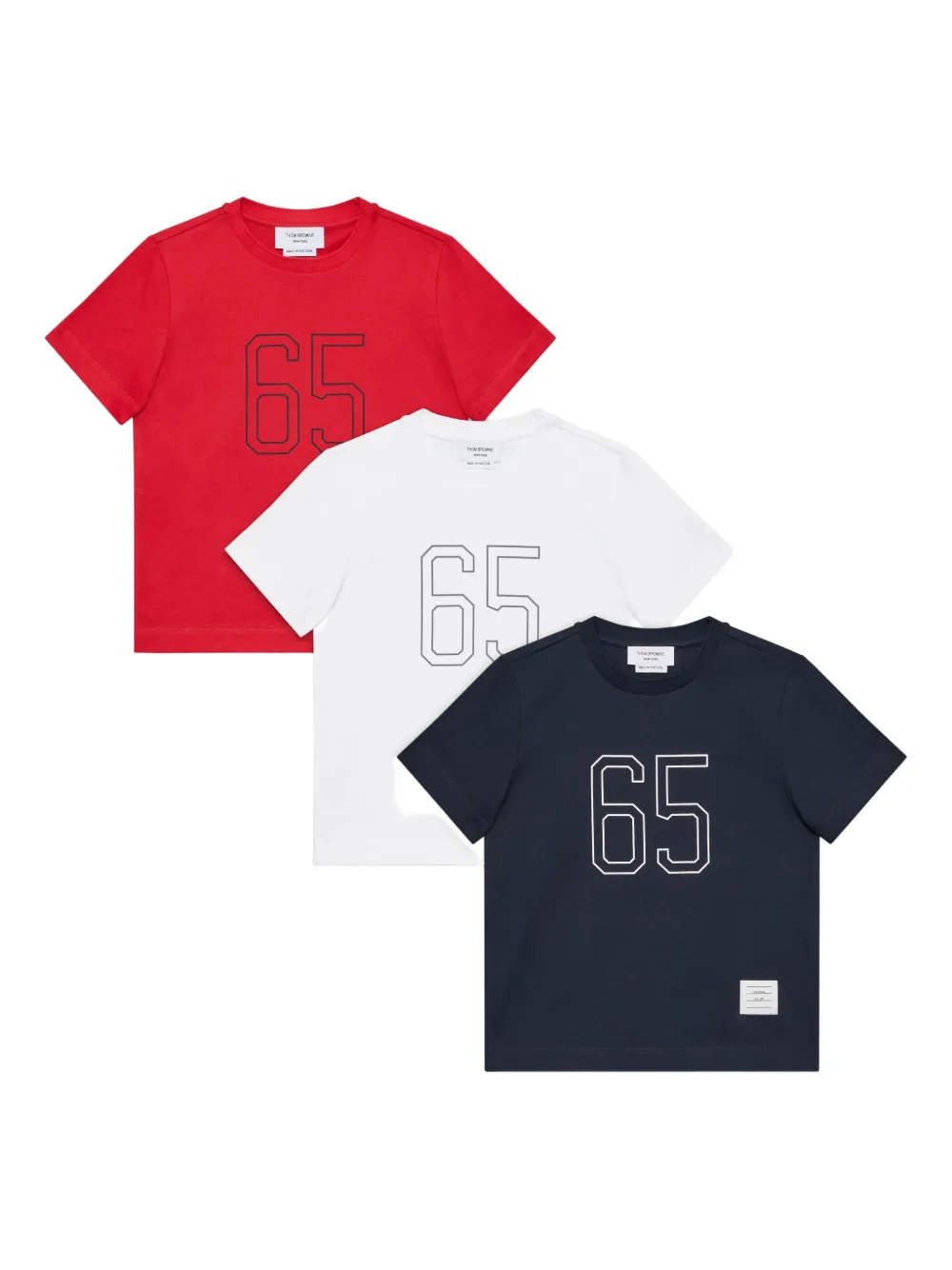 Thom Browne Kids Drie katoenen T-shirts met print Rood