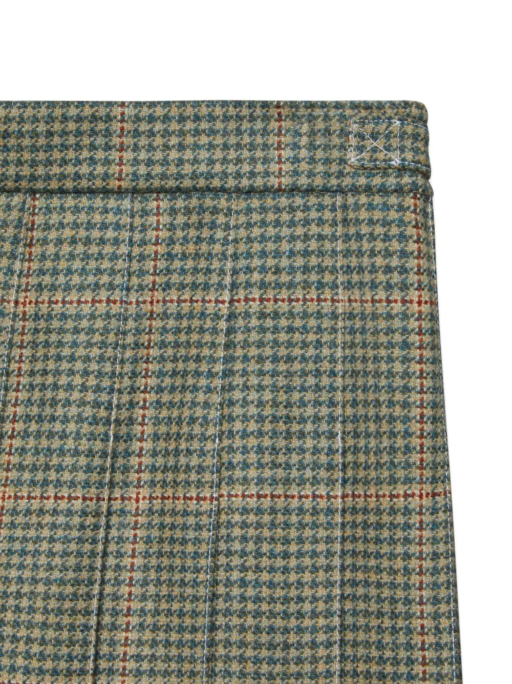 Thom Browne Pleated Houndstooth-pattern Mini Skirt In Green