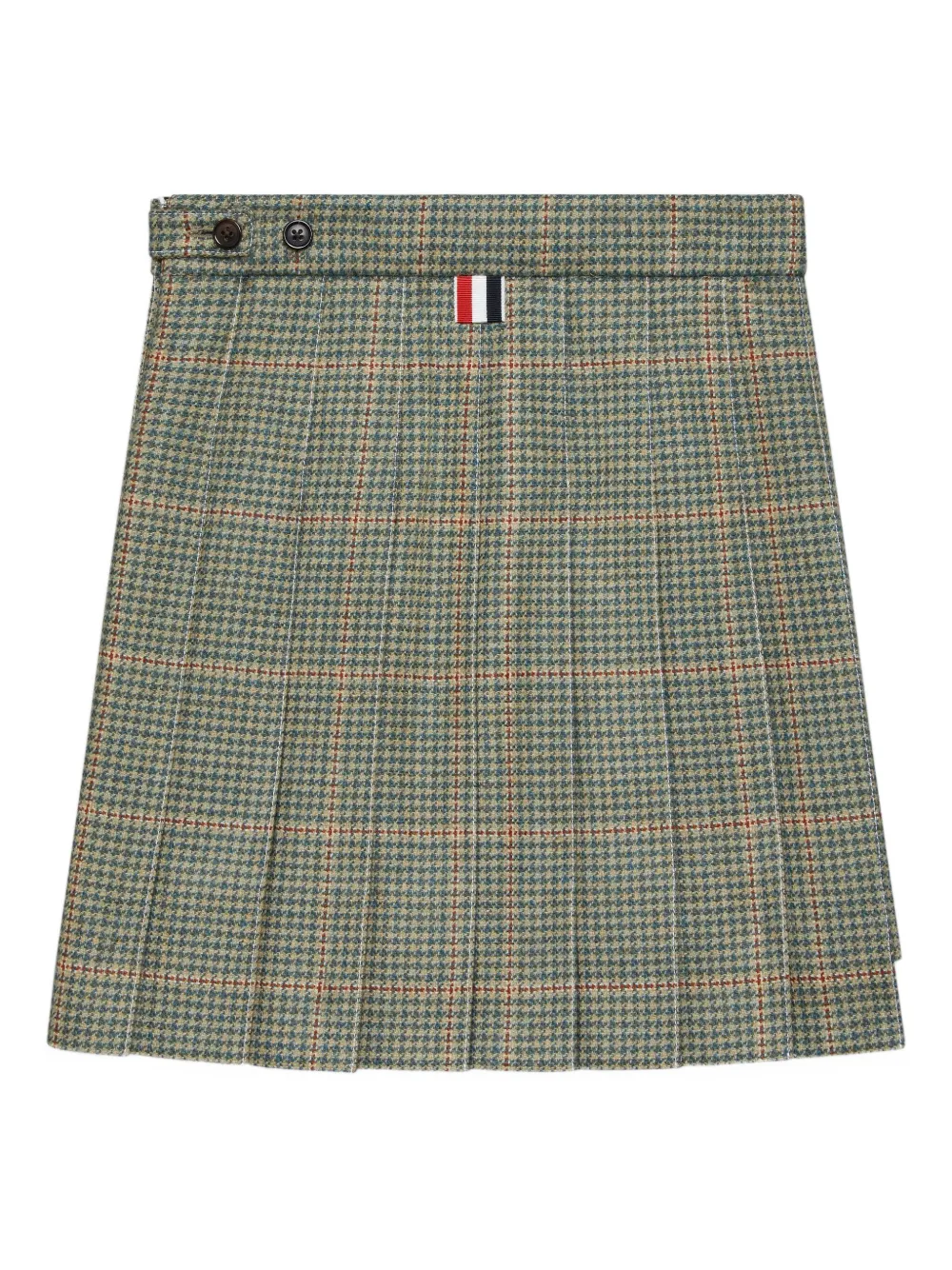 Thom Browne Kids pleated houndstooth-pattern mini skirt | Green | Image 1