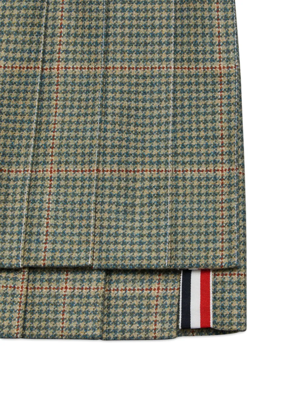 Thom Browne Pleated Houndstooth-pattern Mini Skirt In Green