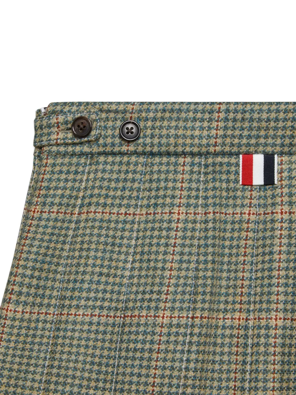 Thom Browne Pleated Houndstooth-pattern Mini Skirt In Green
