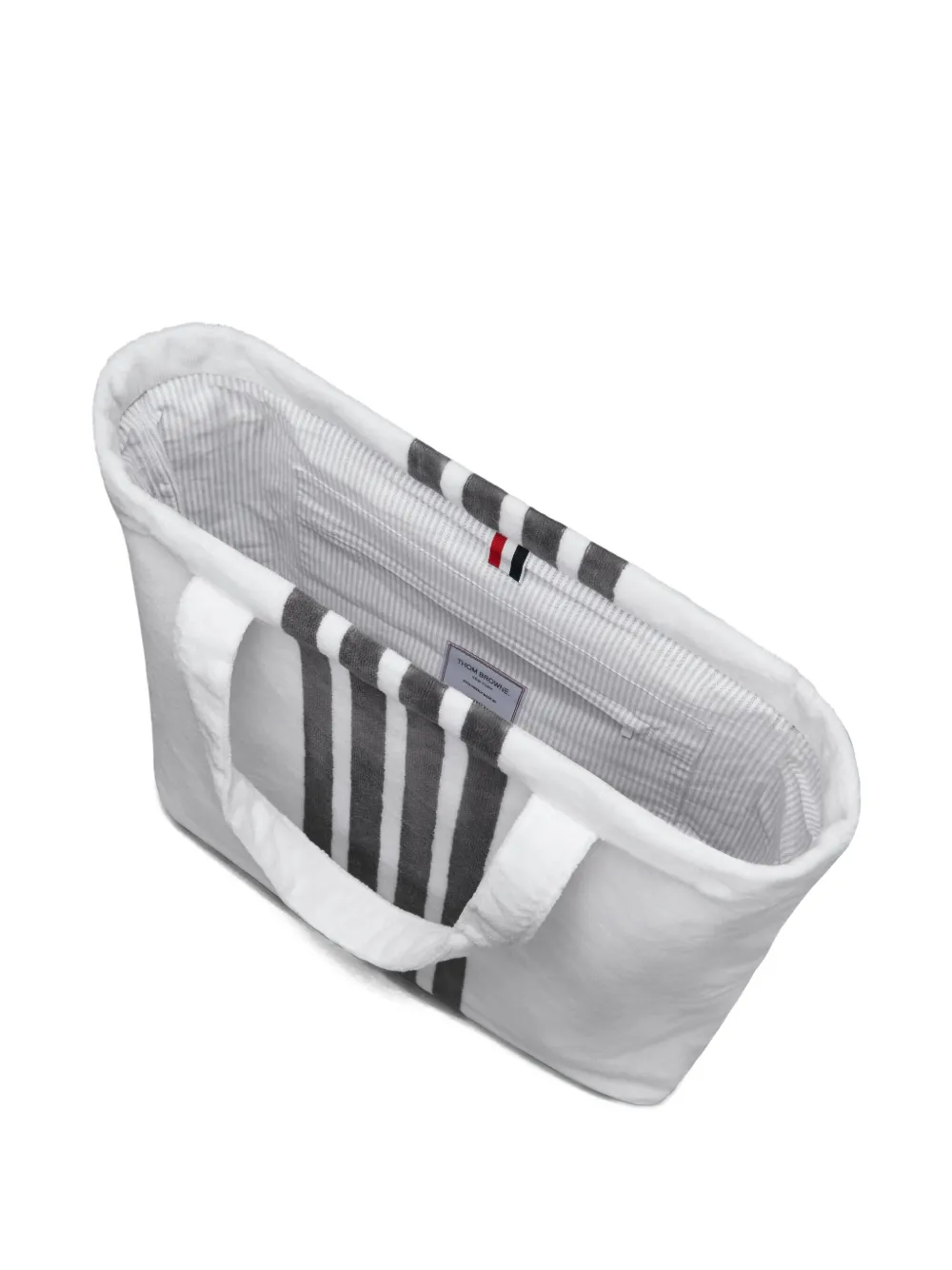 Thom Browne Fluwelen shopper met 4 strepen Wit