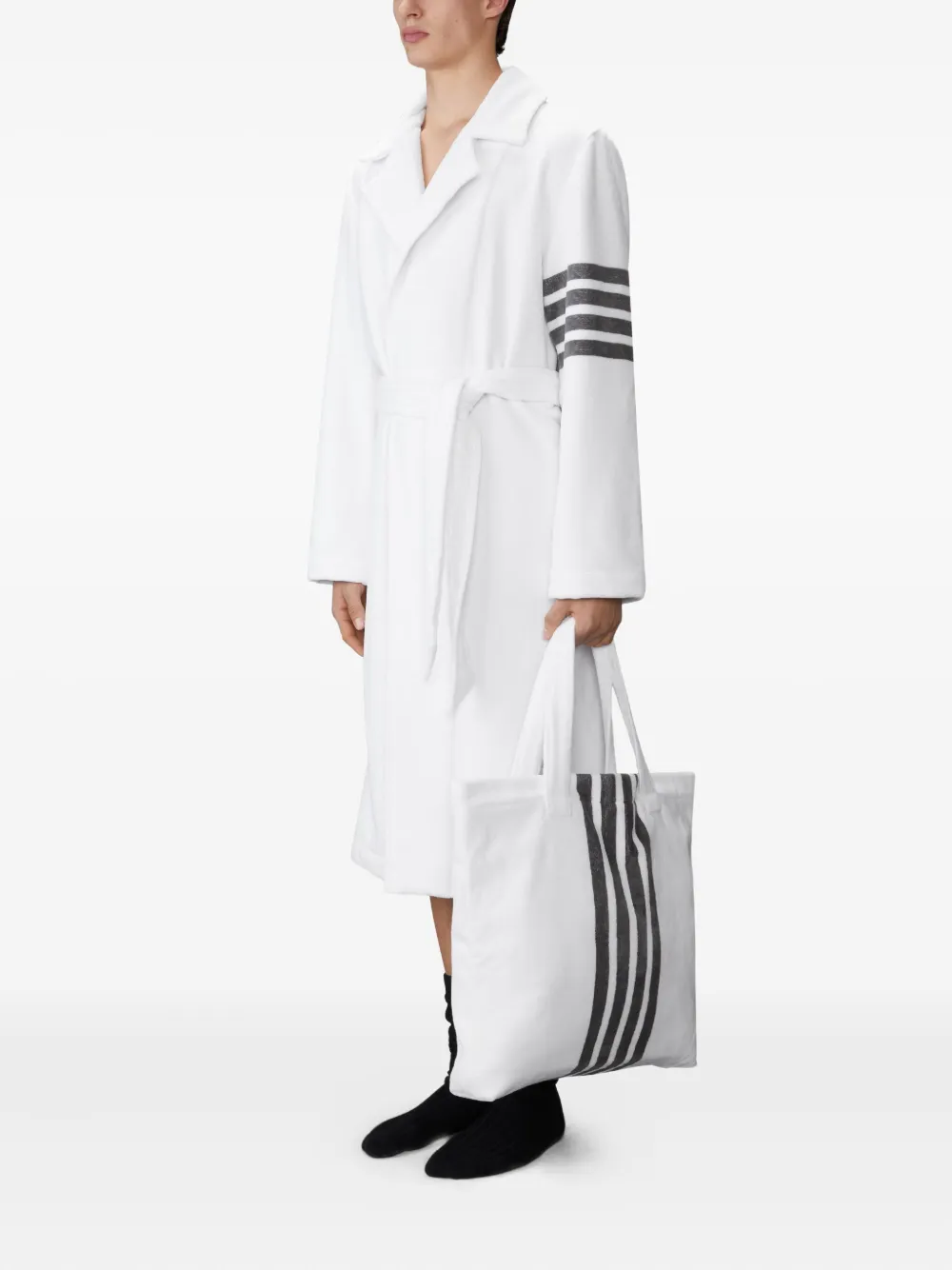 Thom Browne Fluwelen shopper met 4 strepen Wit