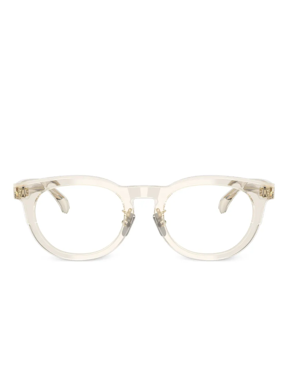 Moncler Eyewear logo round frames Beige