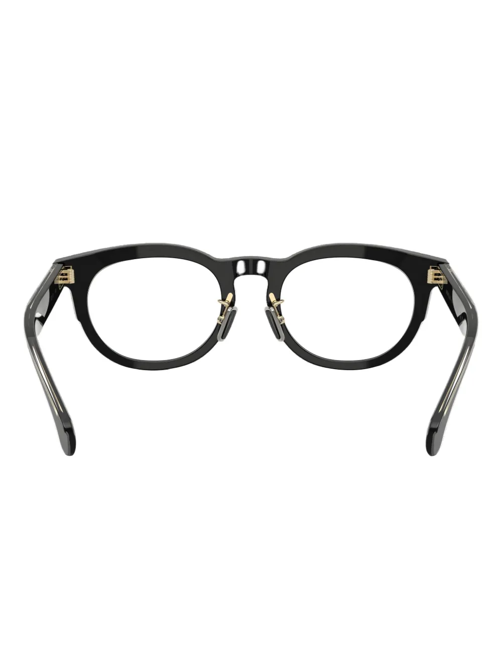 Moncler Eyewear Bril met rond montuur en gouden detail Zwart