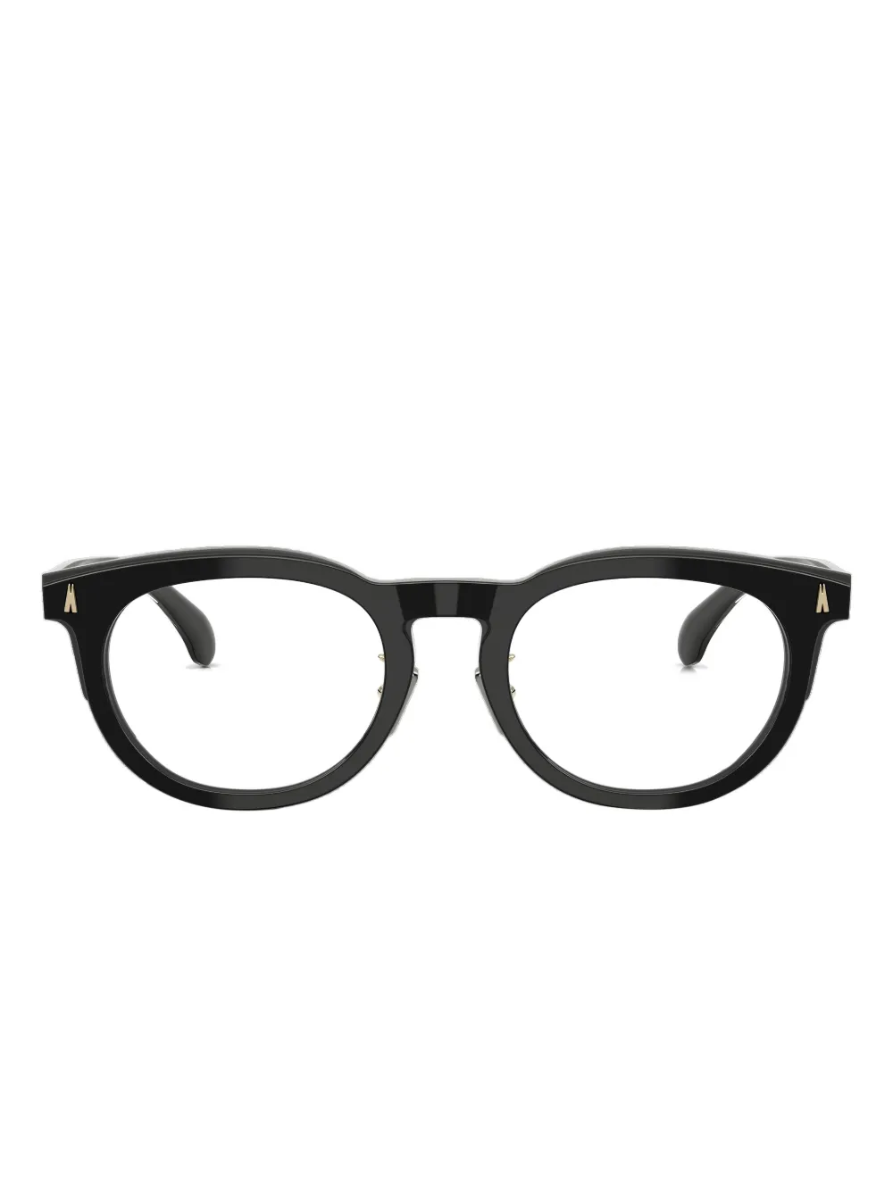 Moncler Eyewear Bril met rond montuur en gouden detail Zwart