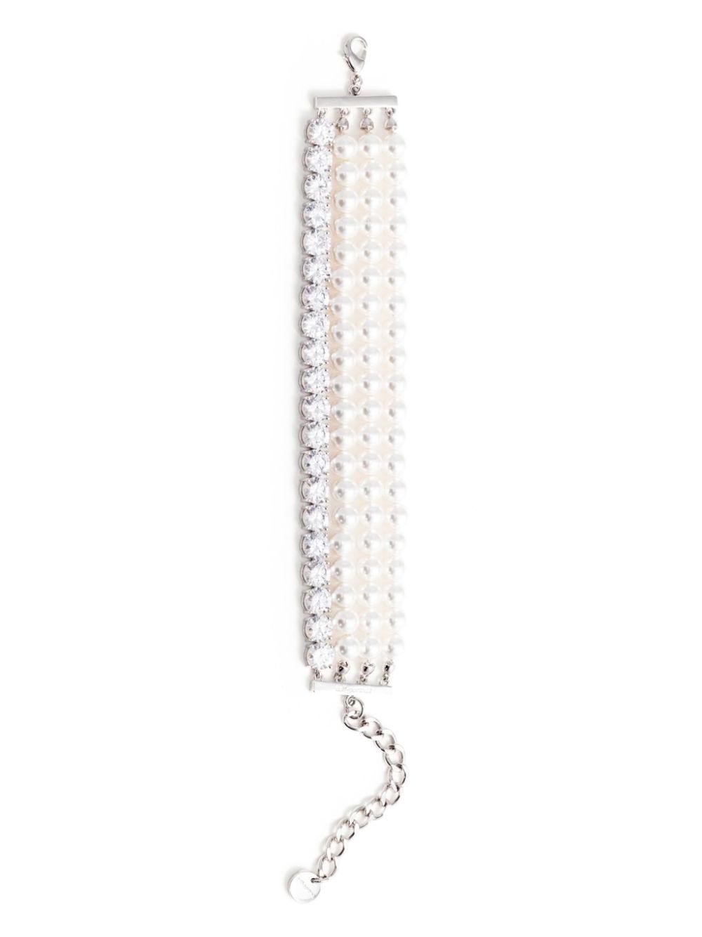 Self-Portrait pearl diamante bracelet - White