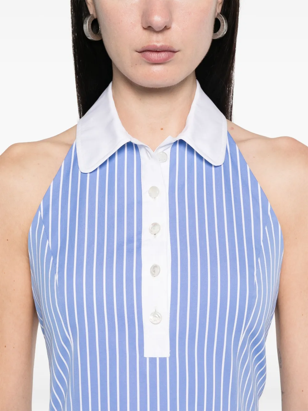 Thom Browne Top met halternek en krijtstreep Blauw