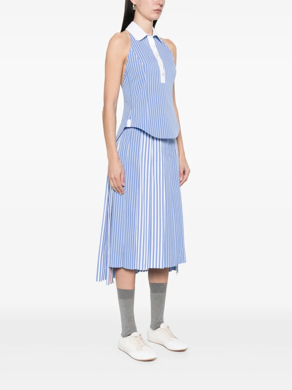 Thom Browne Top met halternek en krijtstreep Blauw