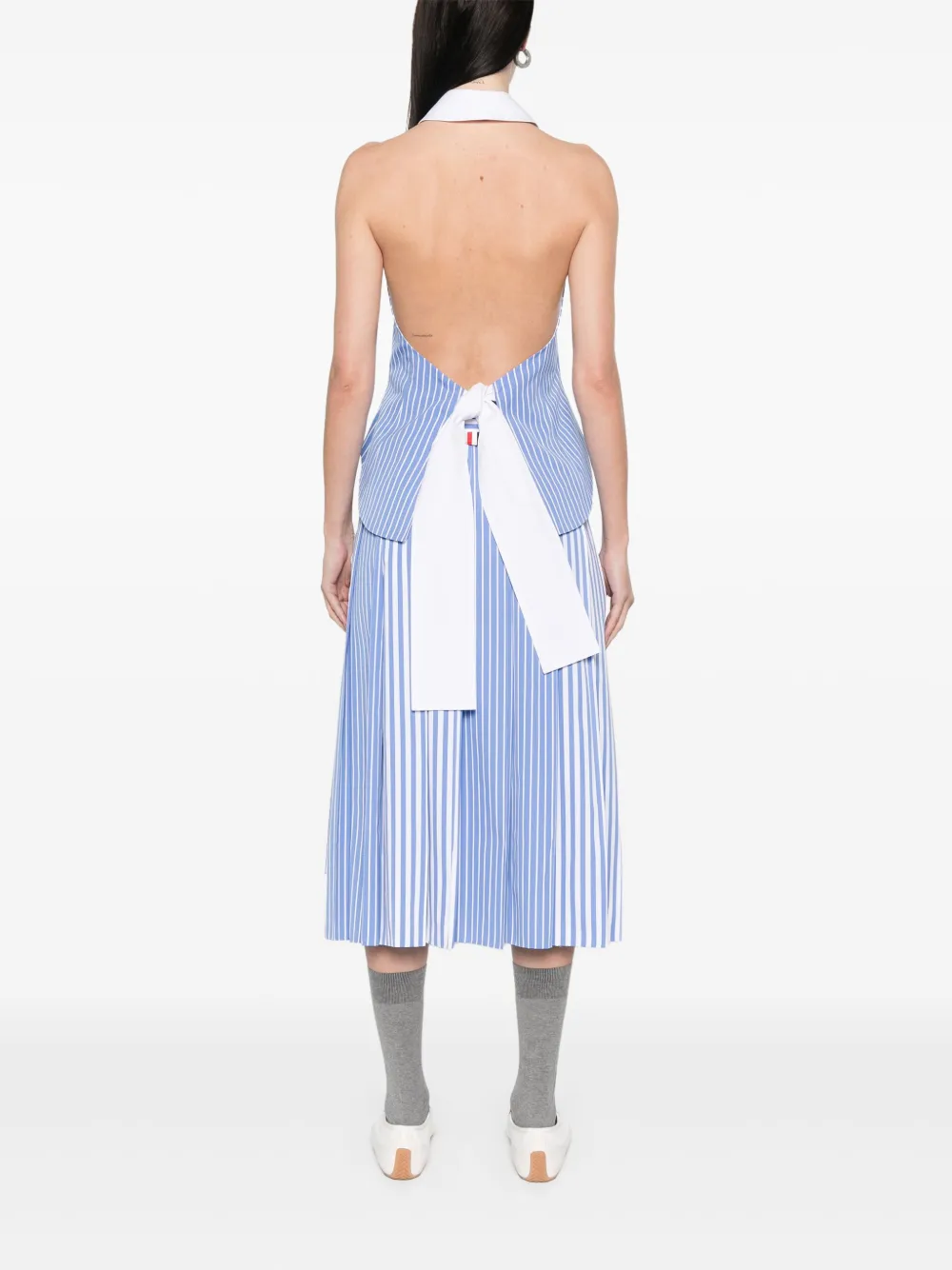Thom Browne Top met halternek en krijtstreep Blauw