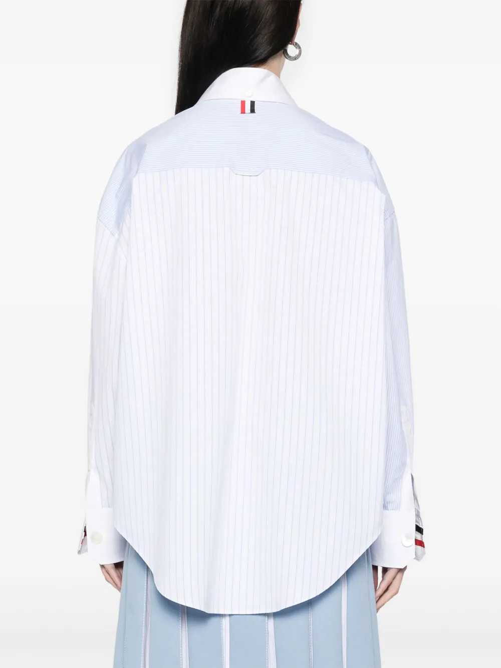 Thom Browne Popeline blouse met krijtstreep Blauw