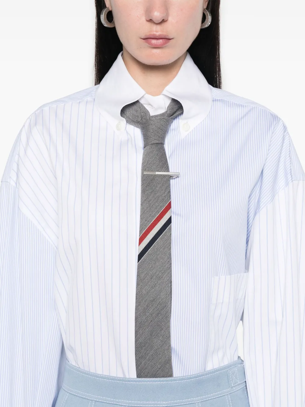Thom Browne Popeline blouse met krijtstreep Blauw