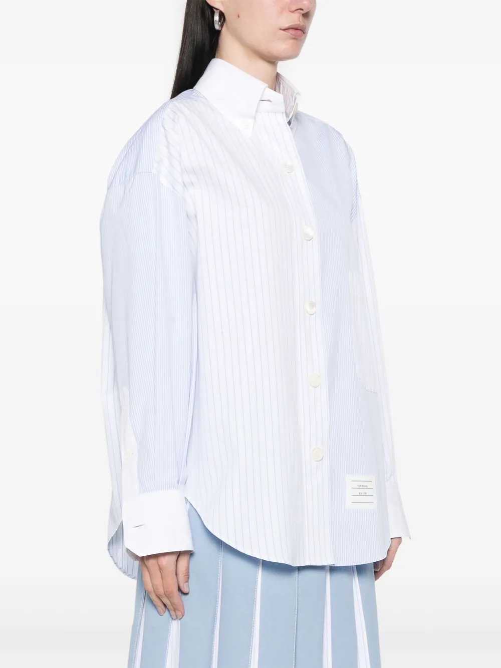 Thom Browne Popeline blouse met krijtstreep Blauw