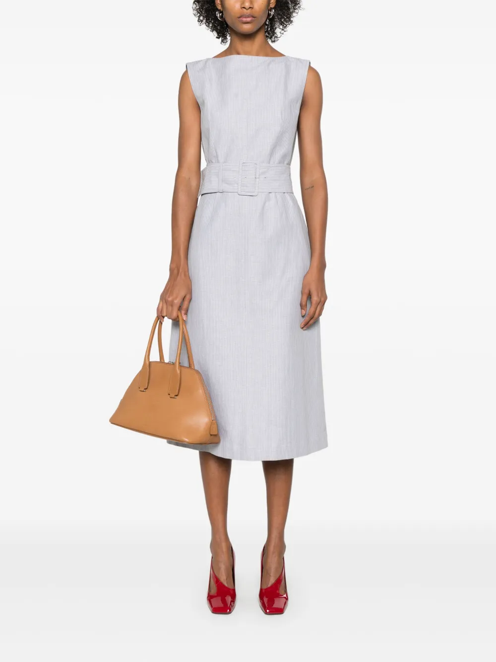 Thom Browne Gestreepte midi-jurk - Grijs