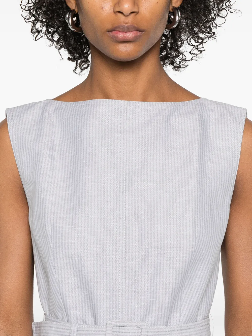 Thom Browne Gestreepte midi-jurk Grijs