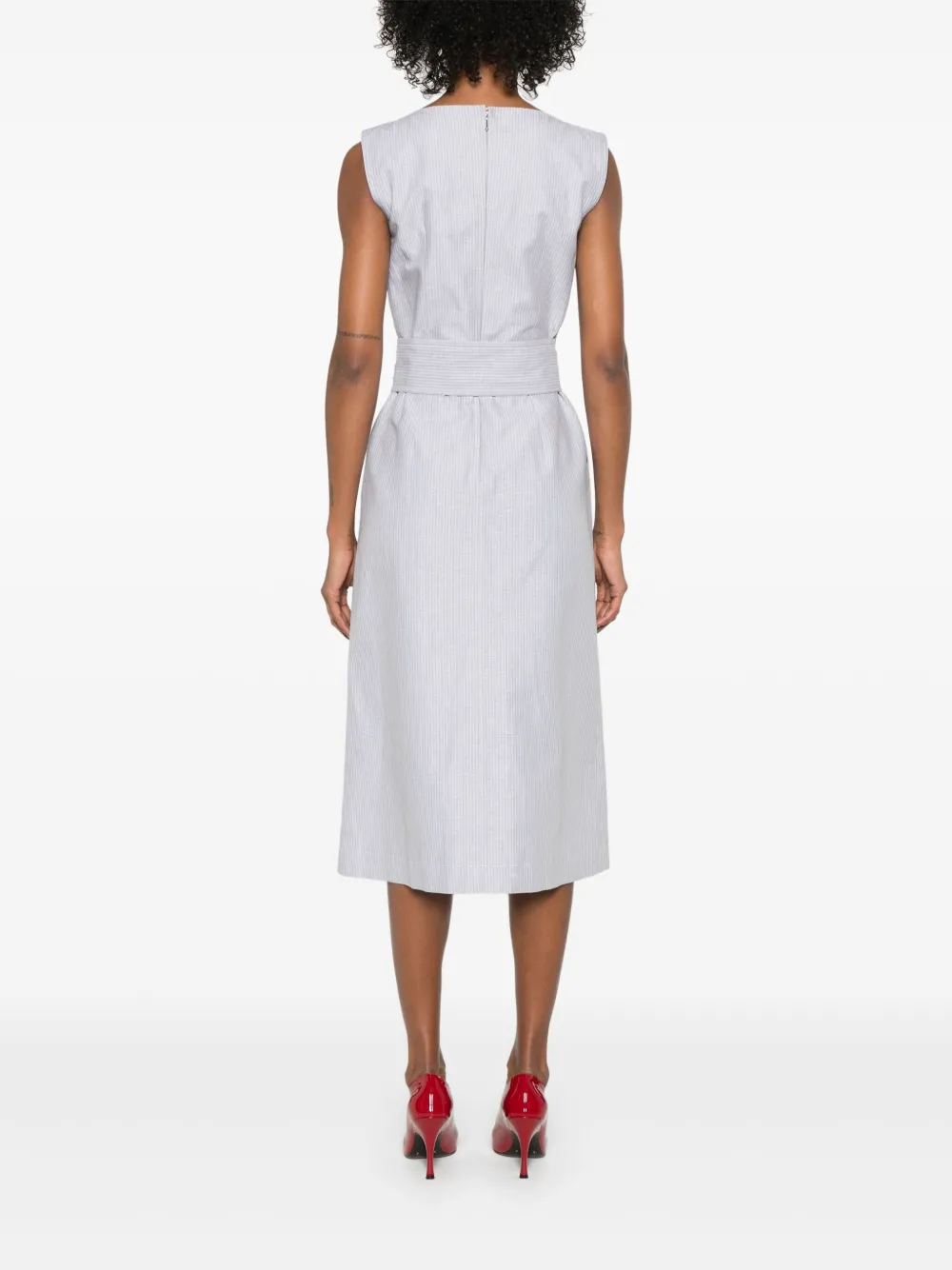 Thom Browne Gestreepte midi-jurk Grijs