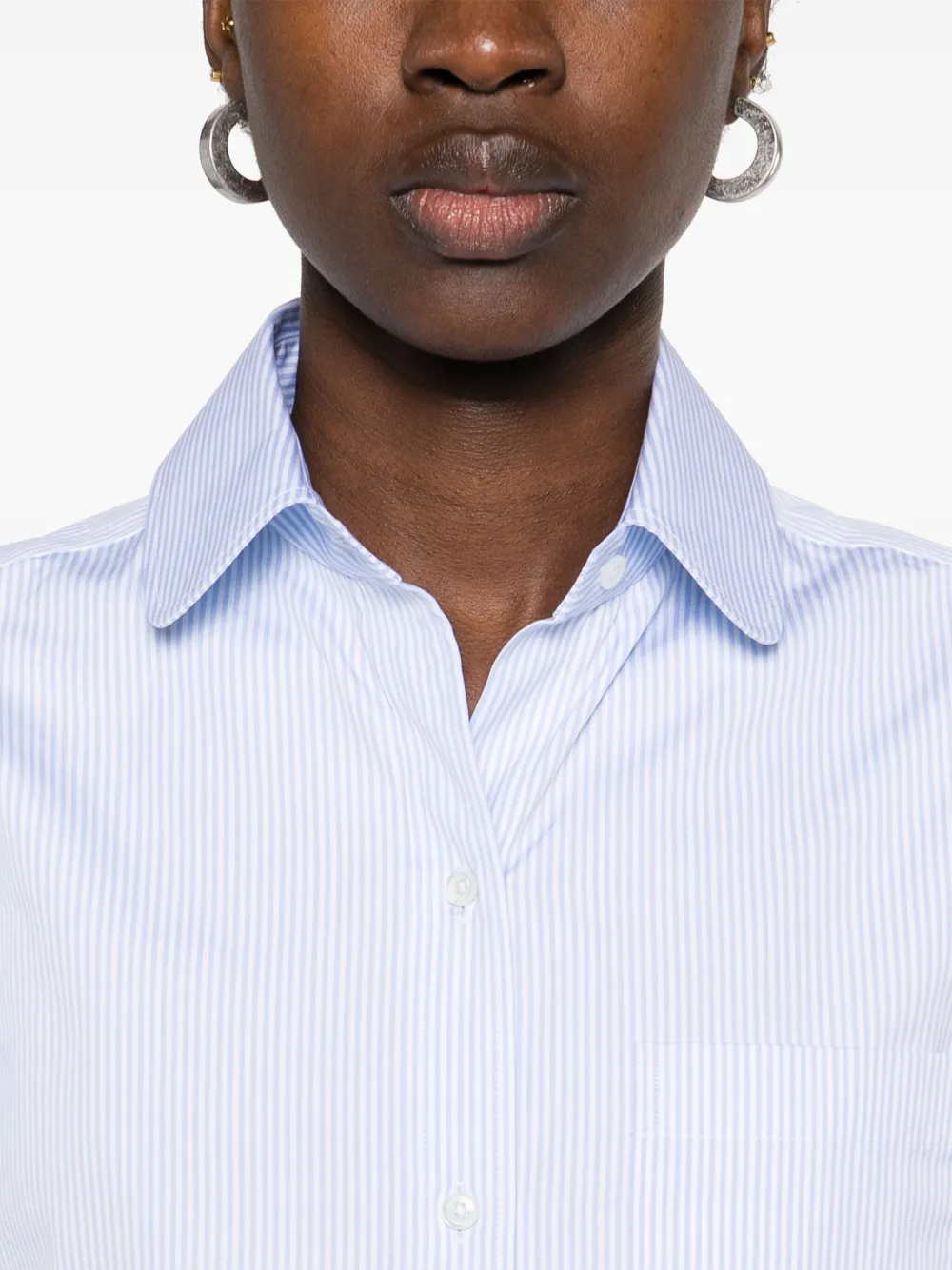 Thom Browne Striped Poplin Shirt In Blue