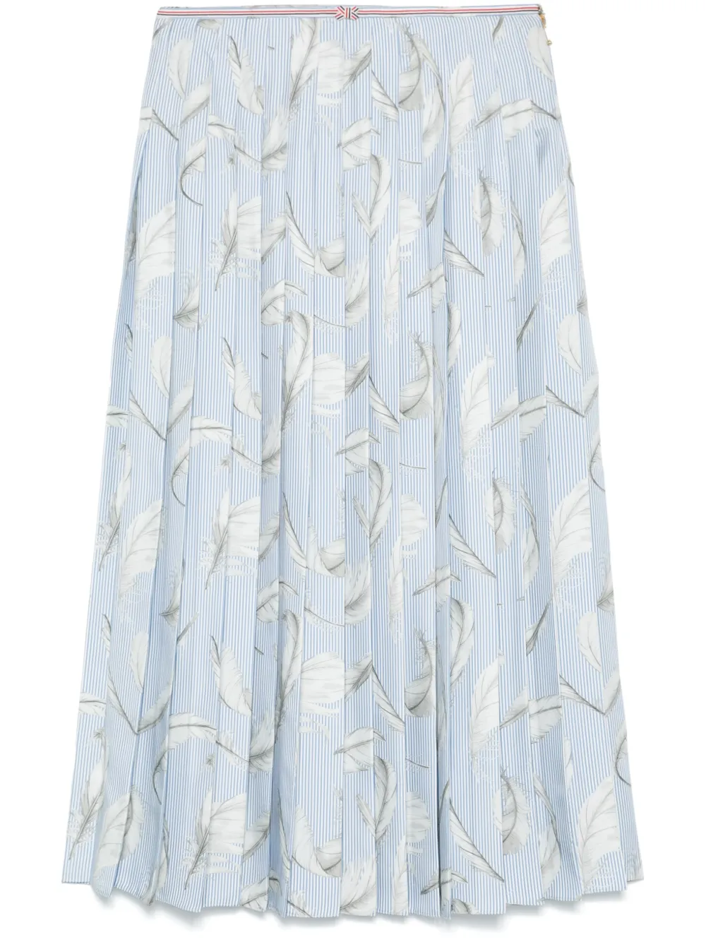 Thom Browne falda midi de seda con plumas estampadas | azul | Image 1
