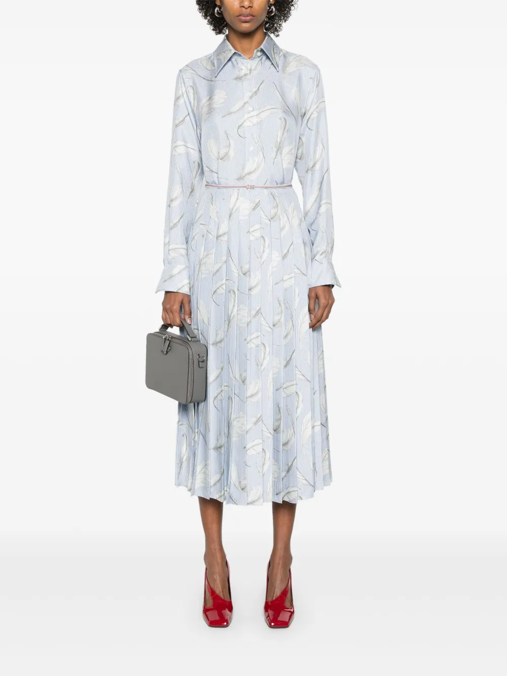 Thom Browne Zijden rok met verenprint - Blauw