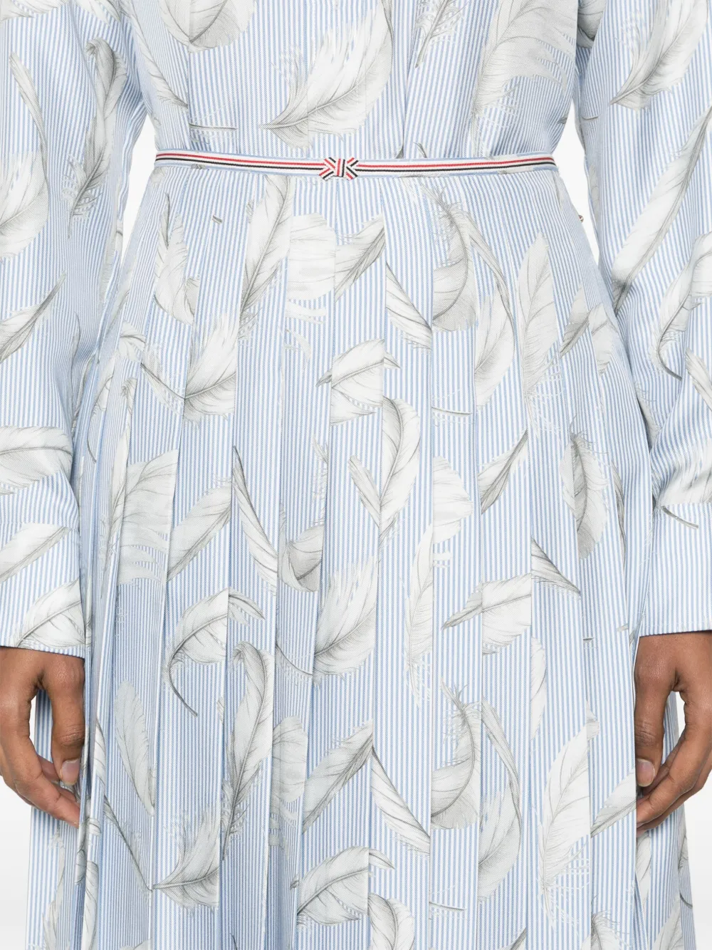 Thom Browne Feather-print Silk Midi Skirt