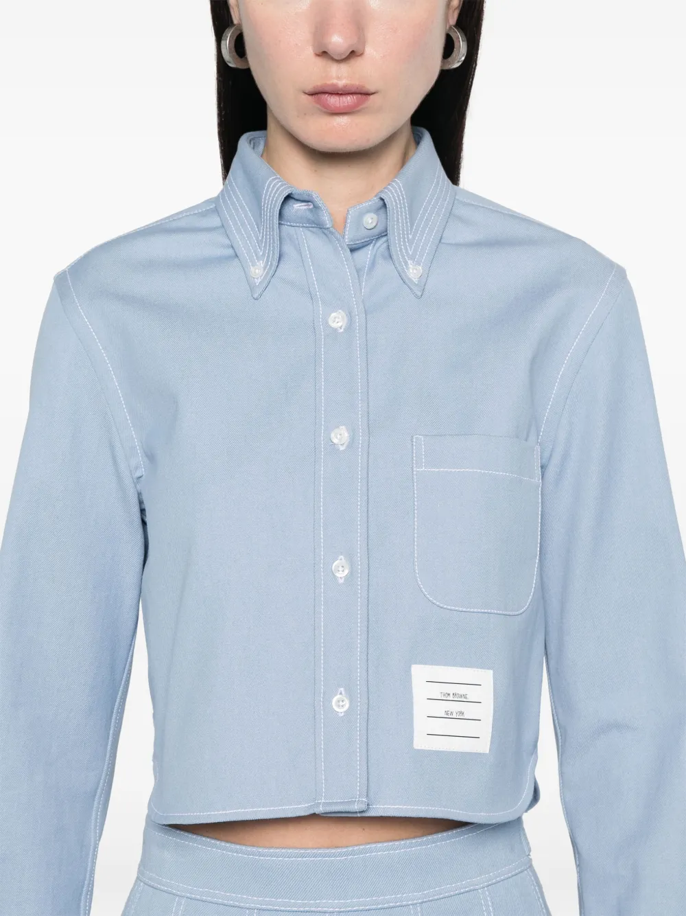 Thom Browne Cropped spijkerblouse Blauw