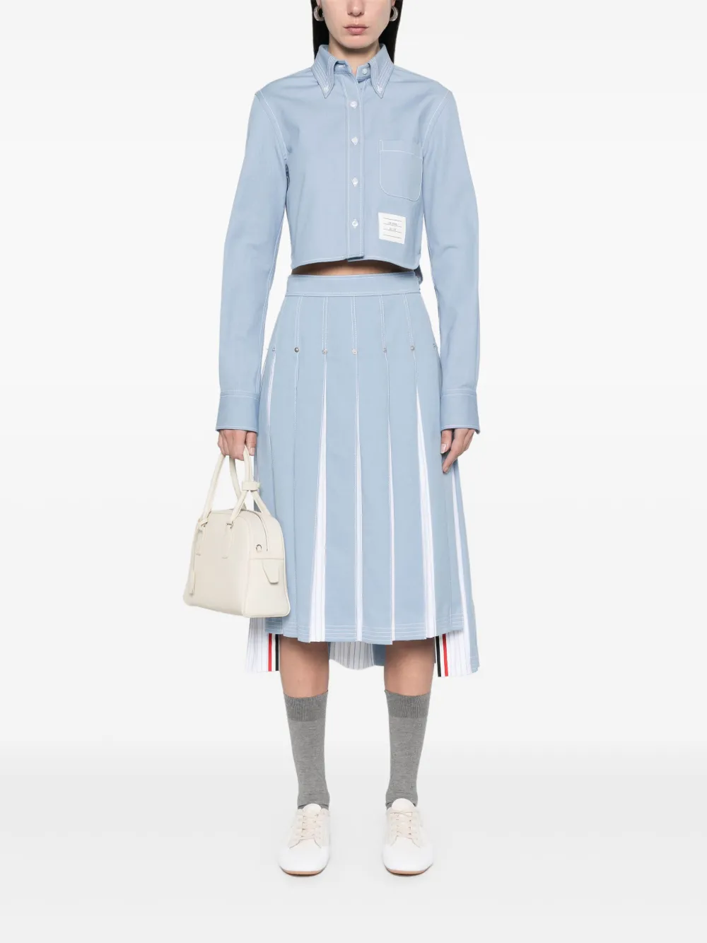 Thom Browne Cropped spijkerblouse - Blauw