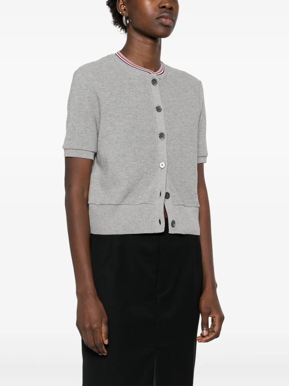 Thom Browne Wafelgebreid vest met RWB-streep Grijs