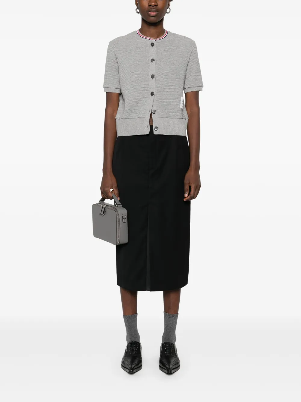 Thom Browne RWB-stripe waffle-knit cardigan | Cardigans | Image 2