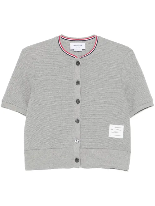 Cardigan en maille gaufrée à bandes tricolores - Thom Browne - Modalova
