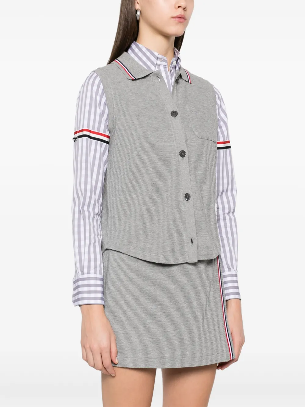 Thom Browne Katoenen blouse met wafelpatroon Grijs