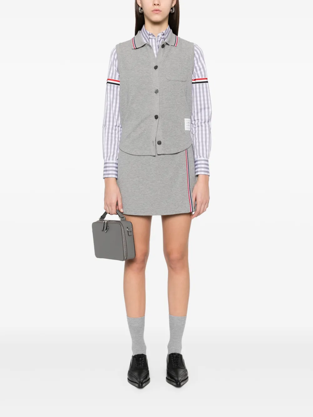Thom Browne Katoenen blouse met wafelpatroon - Grijs