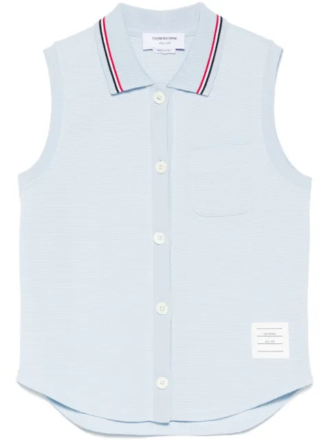 Thom Browne cotton sleeveless polo top