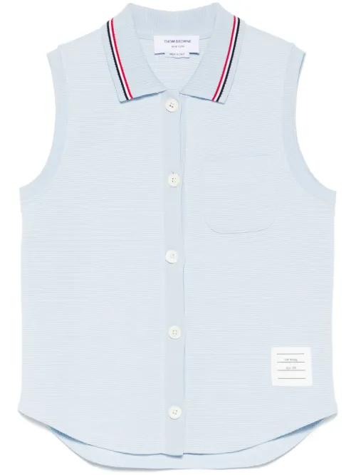 Polo en coton à design sans manches - Thom Browne - Modalova