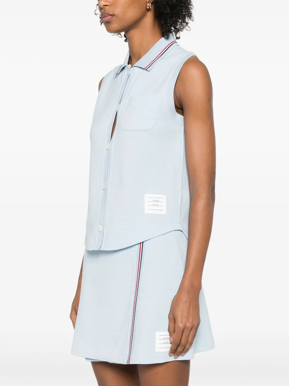 Thom Browne Katoenen mouwloze polotop Blauw
