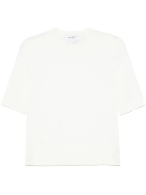 Thom Browne 4 Bar Stripes feather-intarsia T-shirt
