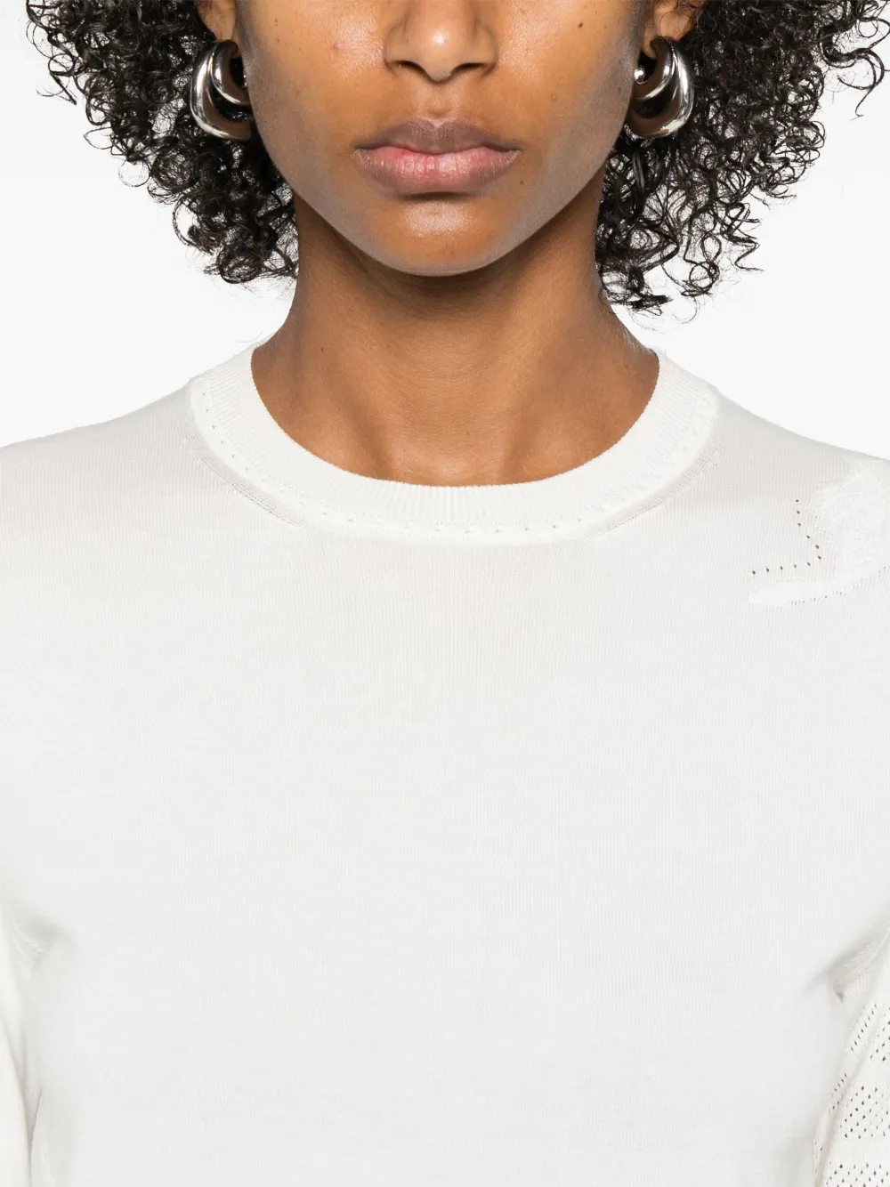 Thom Browne 4 Bar Stripes T-shirt met veren intarsia Wit