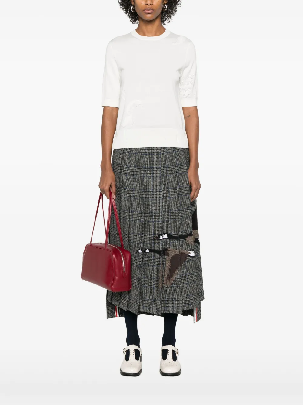 Thom Browne 4 Bar Stripes feather-intarsia T-shirt | T-Shirts & Jersey Shirts | Image 2