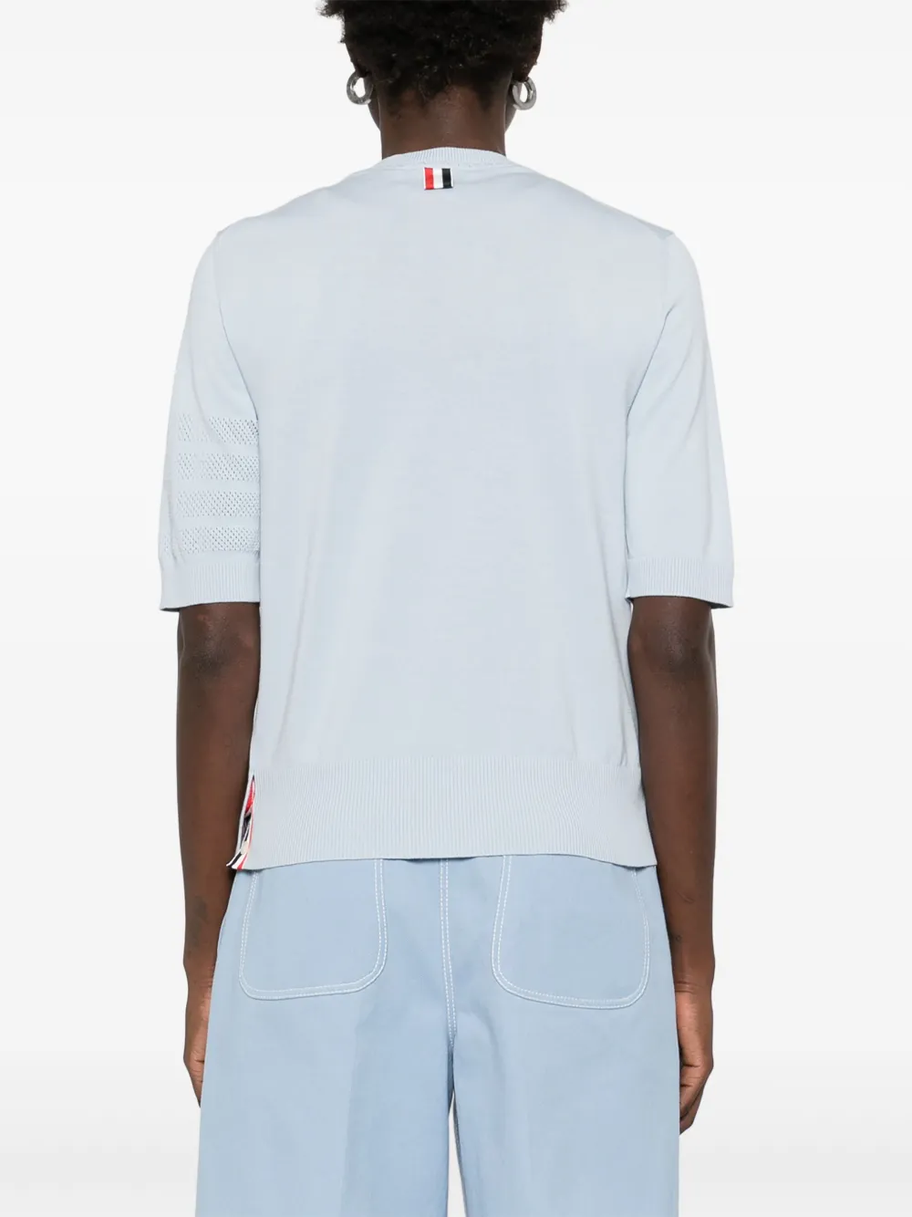 Thom Browne Gestreept pointelle T-shirt Blauw