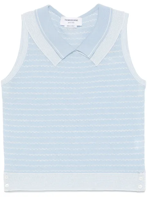 Thom Browne chaleco con doble cuello y motivo de rayas