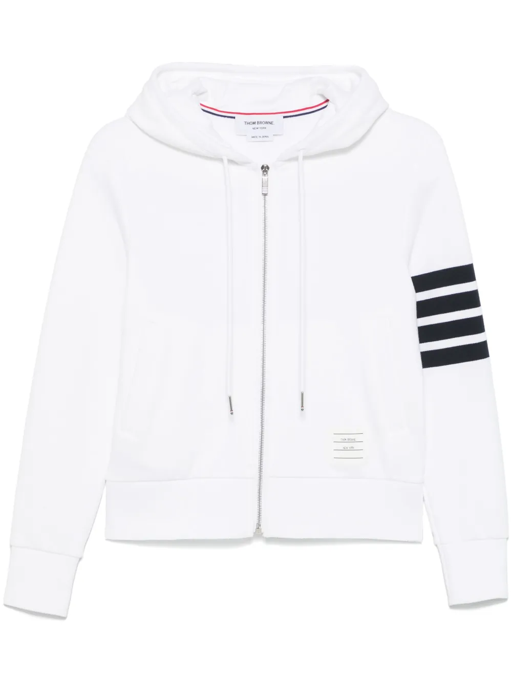 Thom Browne 4BAR ジップアップ パーカー - ホワイト Thom Browne 4BAR ジップアップ パーカー - ホワイト