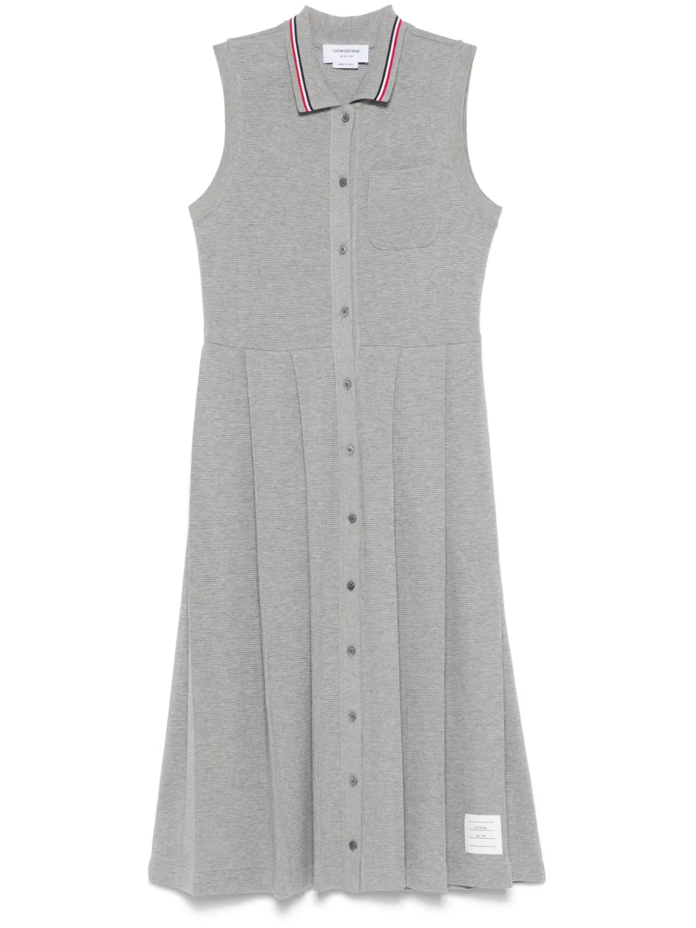 Thom Browne RWB-stripe pleated midi dress | Grey | Image 1